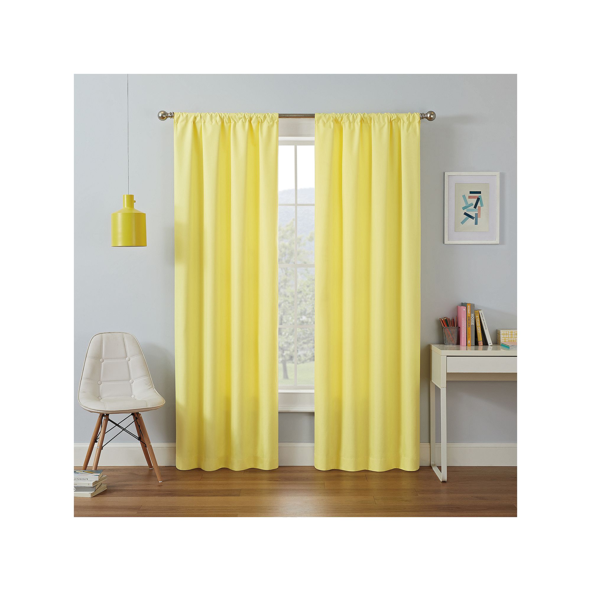 eclipse Kids Kendall Single Curtain Blackout 1-Panel Window Curtain, Yellow