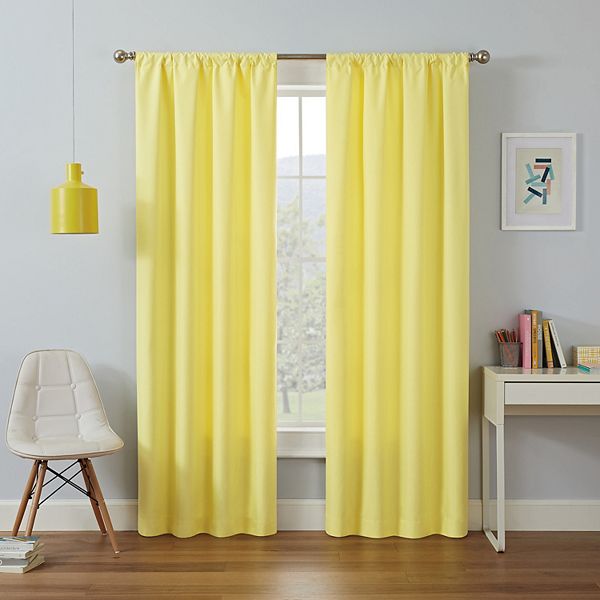 eclipse Kids Kendall Single Curtain Blackout 1-Panel Window Curtain - Lemon (42X63)