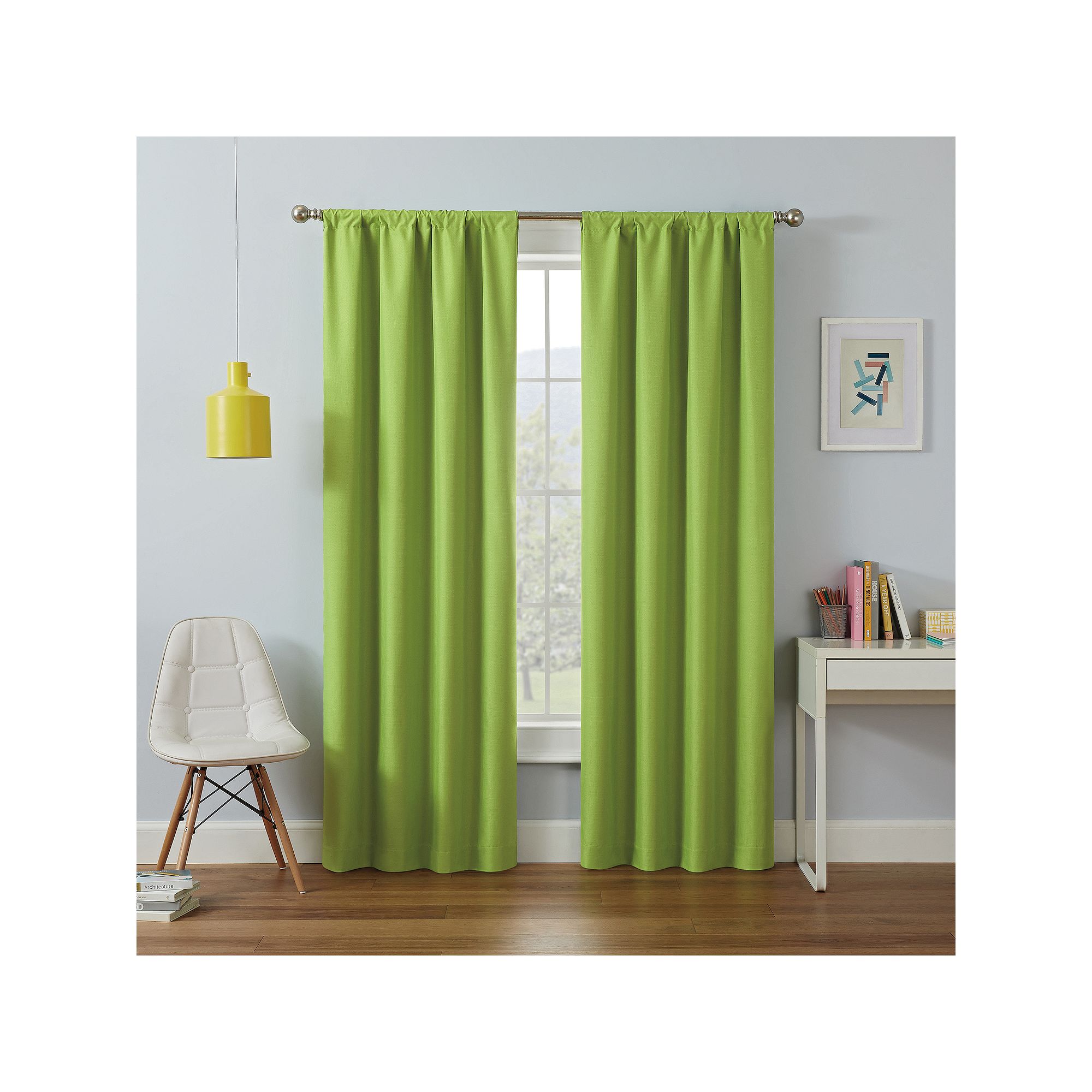 eclipse Kids Kendall Single Curtain Blackout 1-Panel Window Curtain, Green