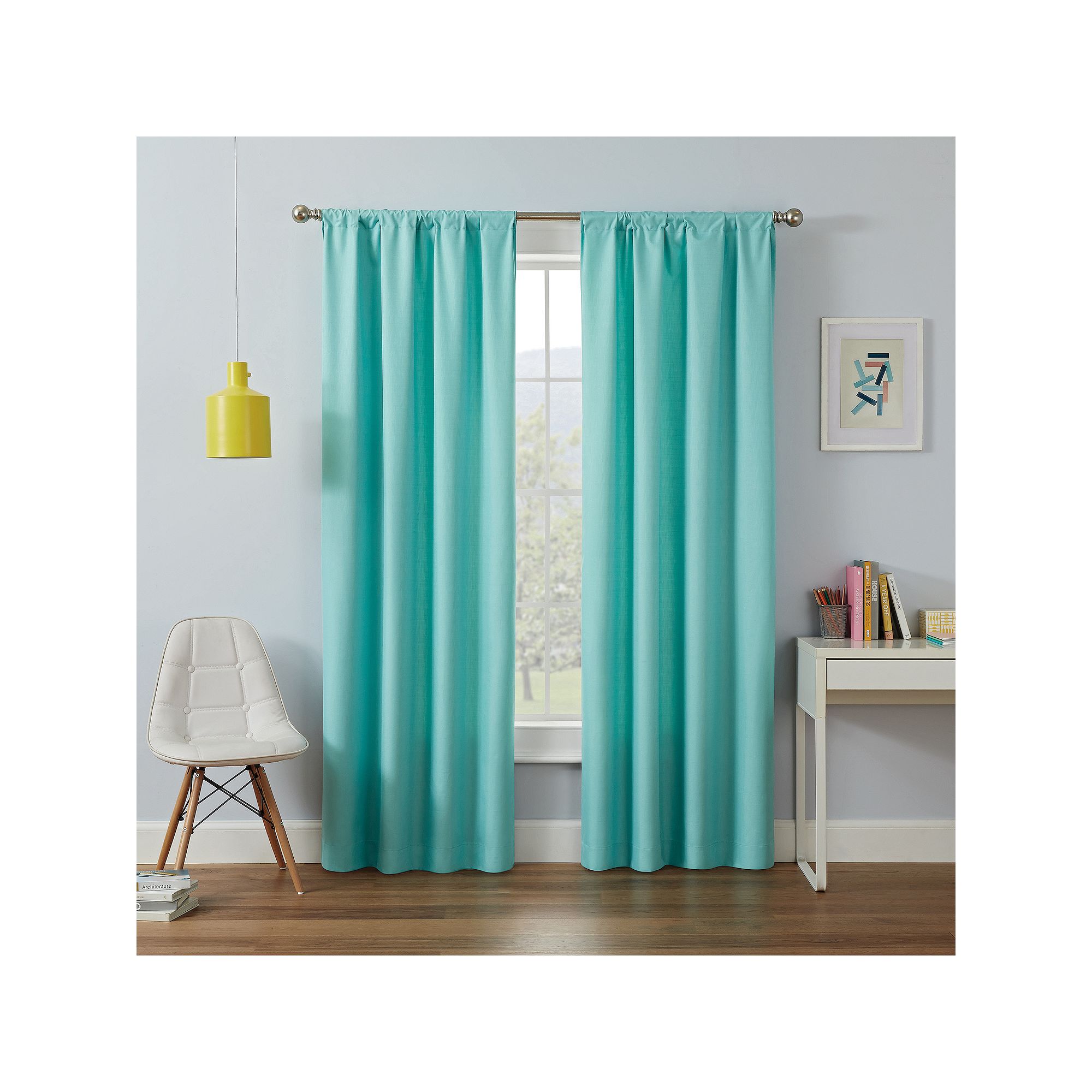 eclipse Kids Kendall Single Curtain Blackout 1-Panel Window Curtain, Blue