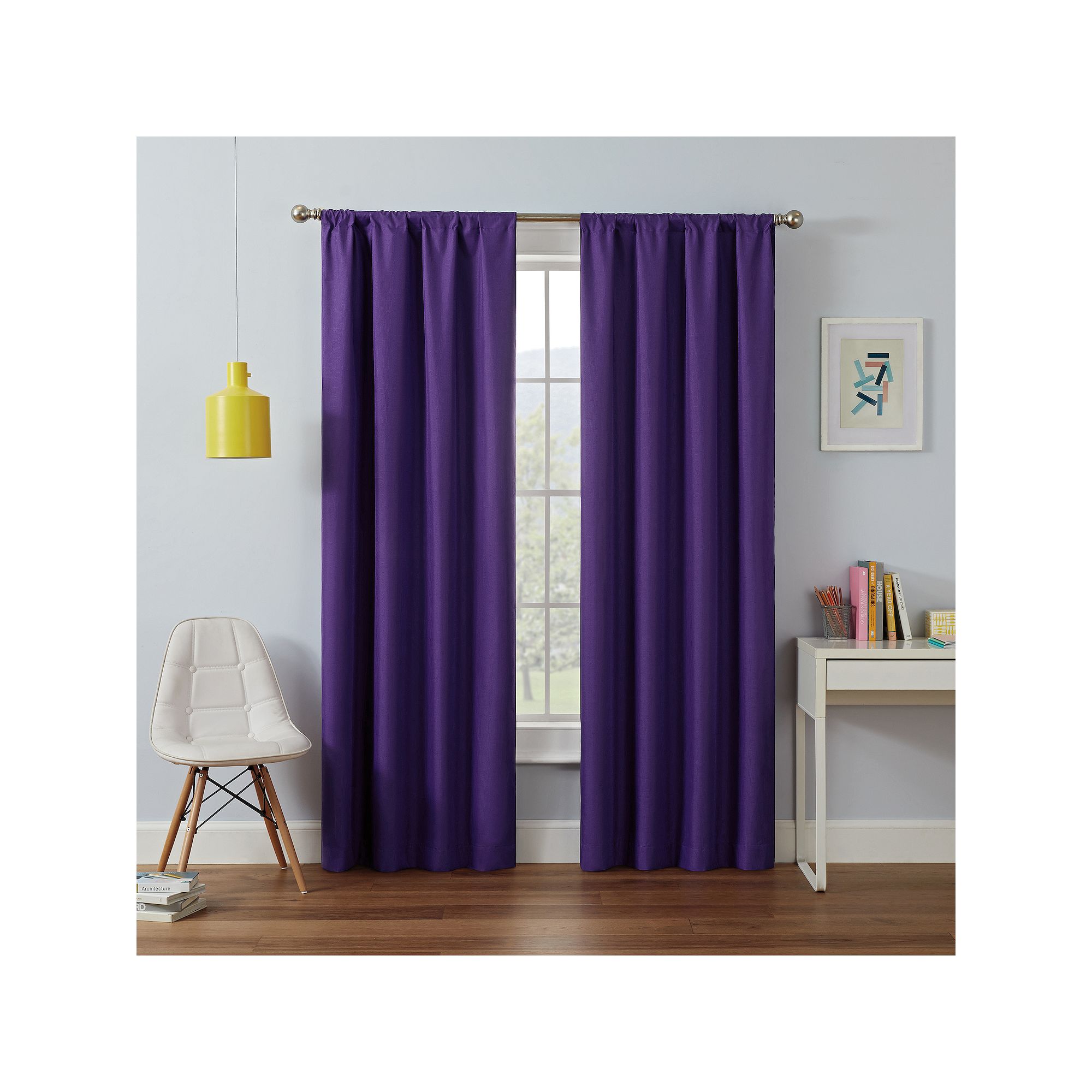 eclipse Kids Kendall Single Curtain Blackout 1-Panel Window Curtain, Purple