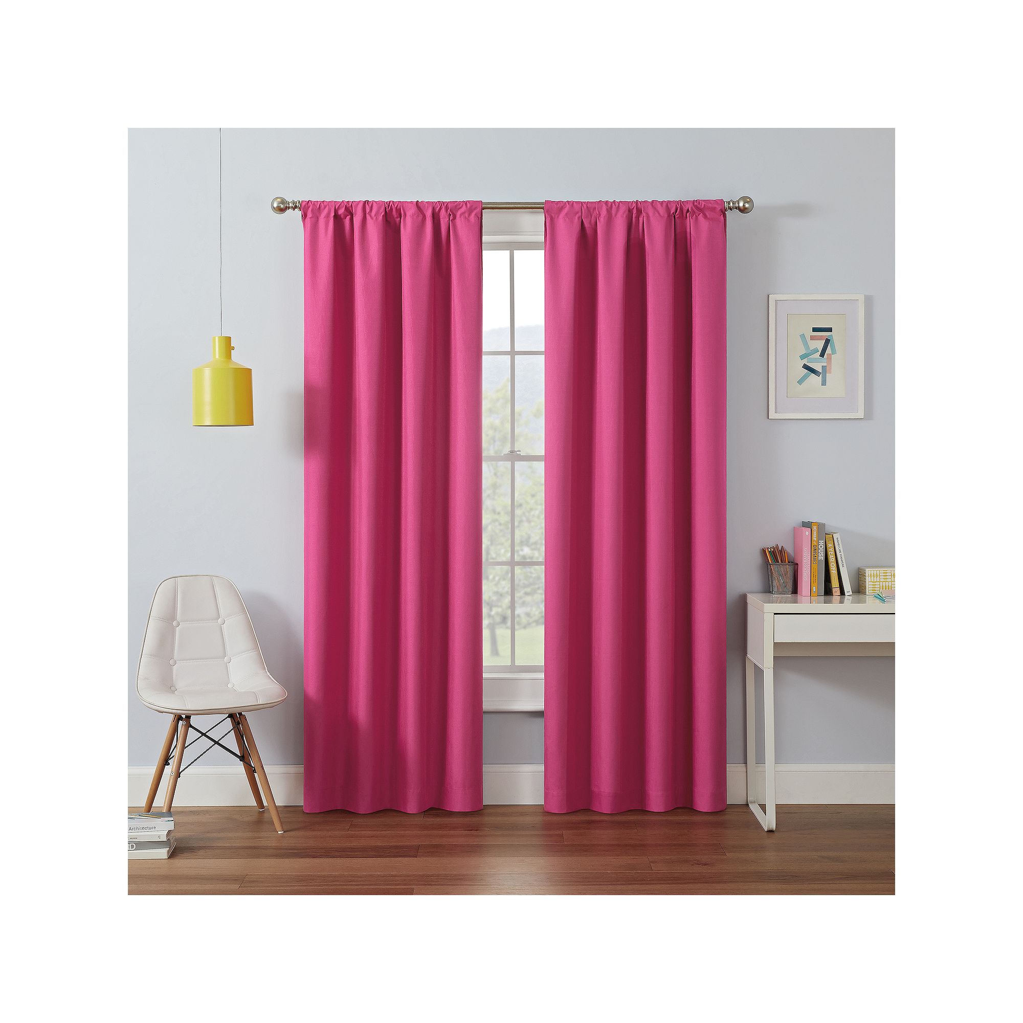 eclipse Kids Kendall Single Curtain Blackout 1-Panel Window Curtain, Raspbe