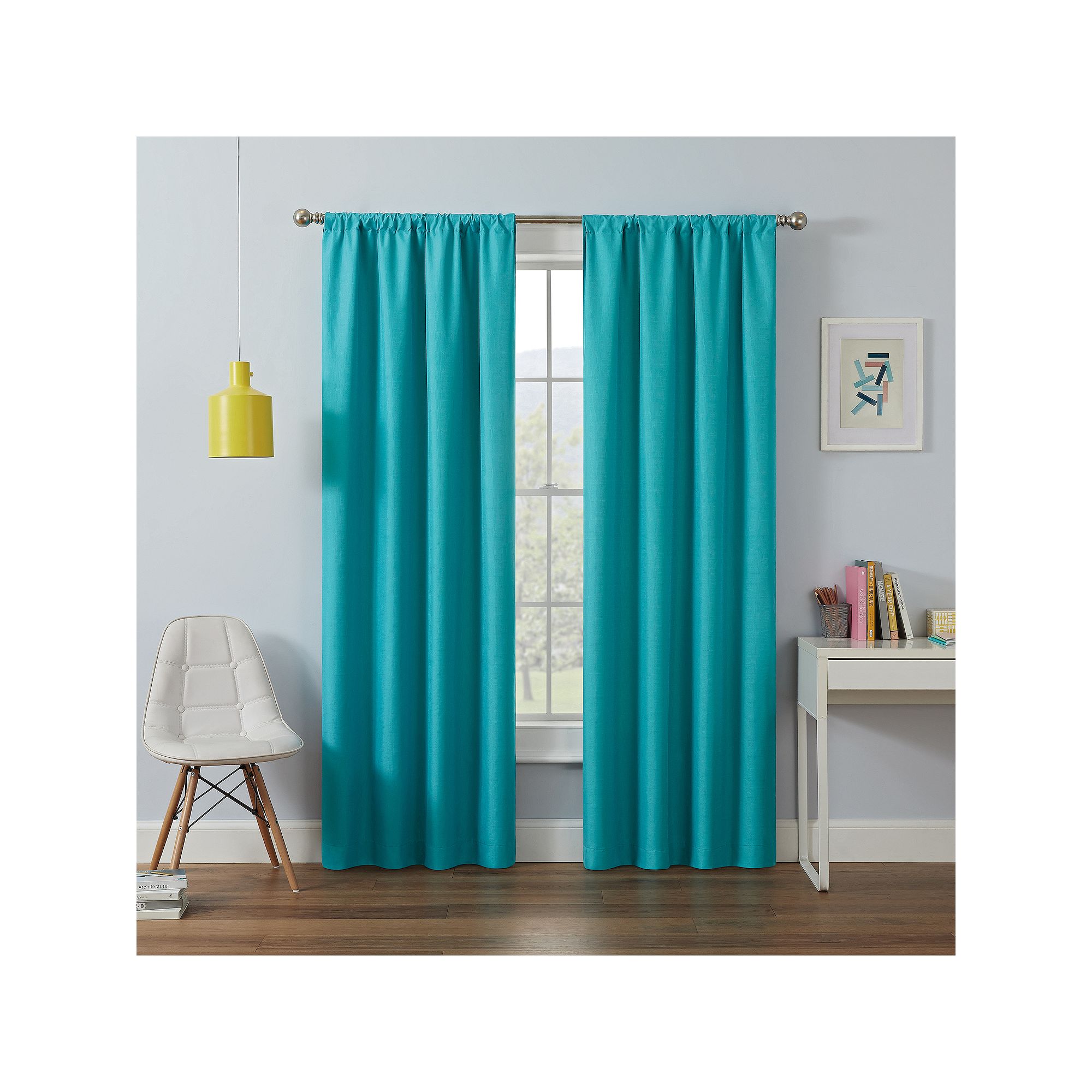 eclipse Kids Kendall Single Curtain Blackout 1-Panel Window Curtain, Turquo