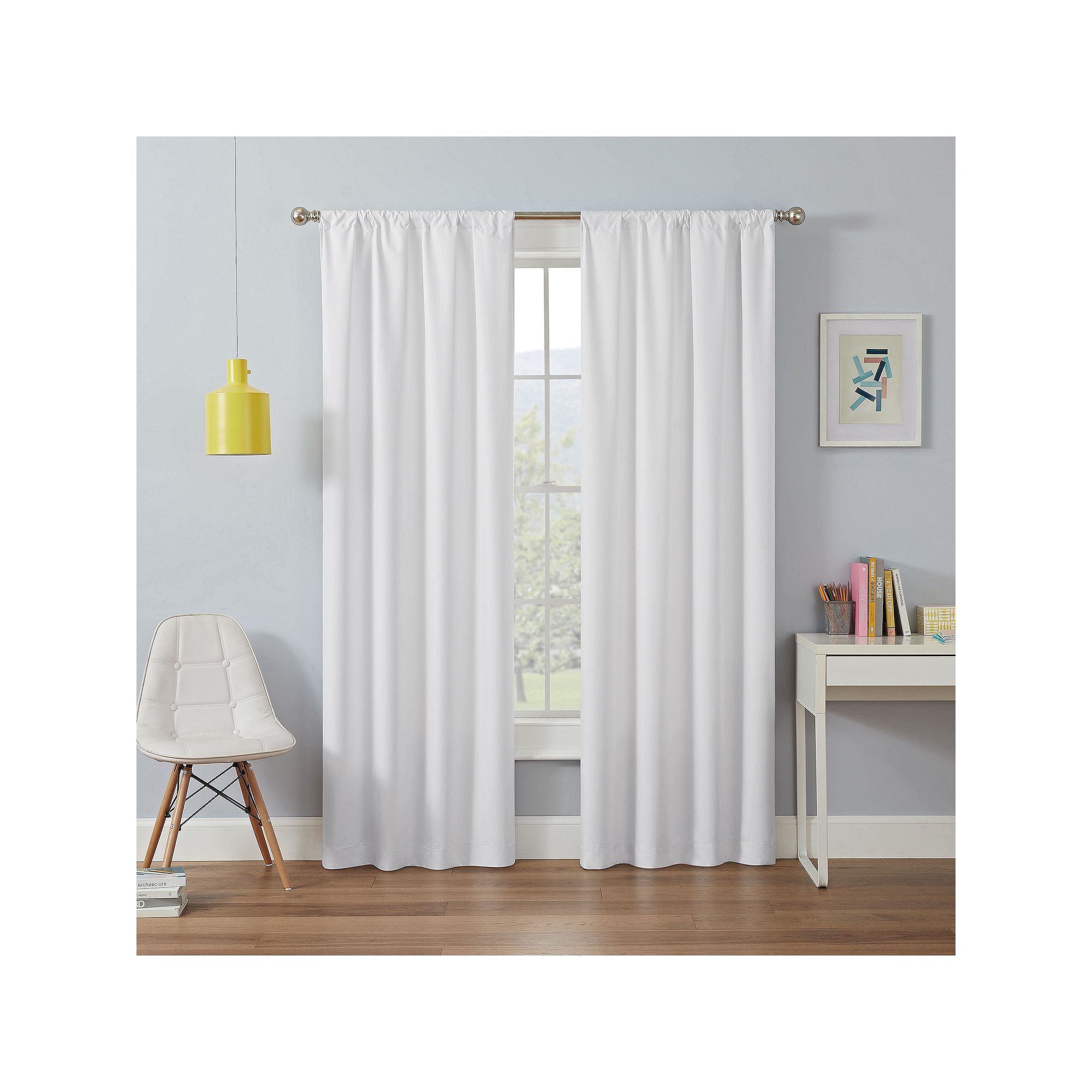 eclipse Kids Kendall Single Curtain Blackout 1-Panel Window Curtain, White