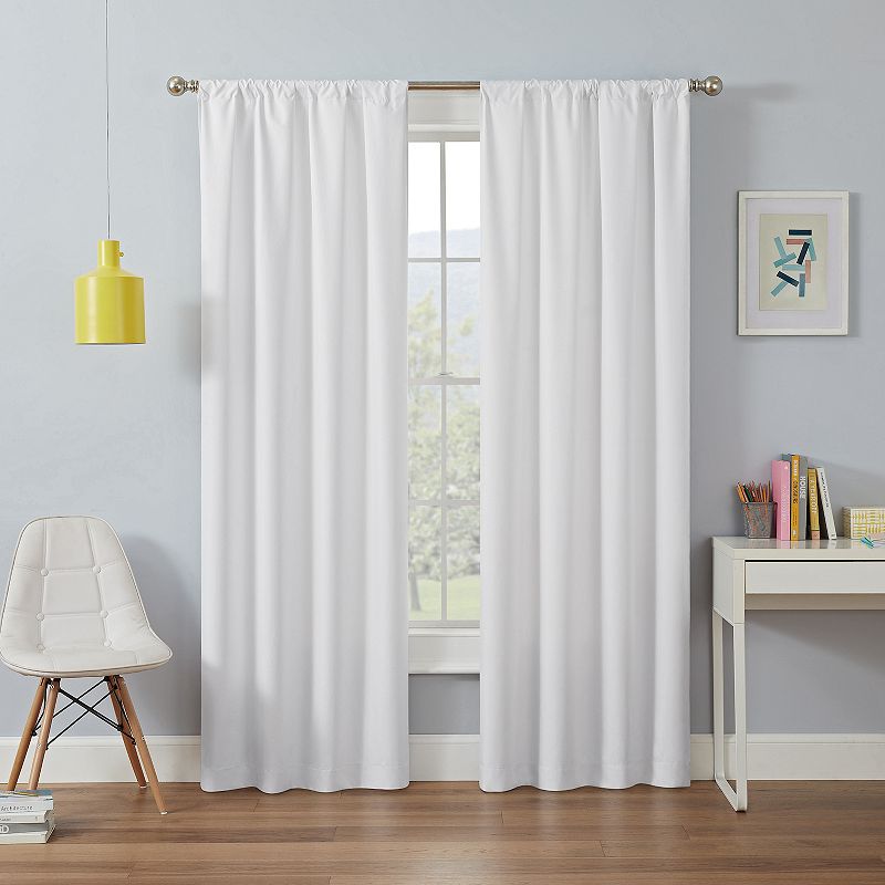 Eclipse Kendall Solid Blackout Rod Pocket Energy-Efficient Curtain Panel  White  42 x 84