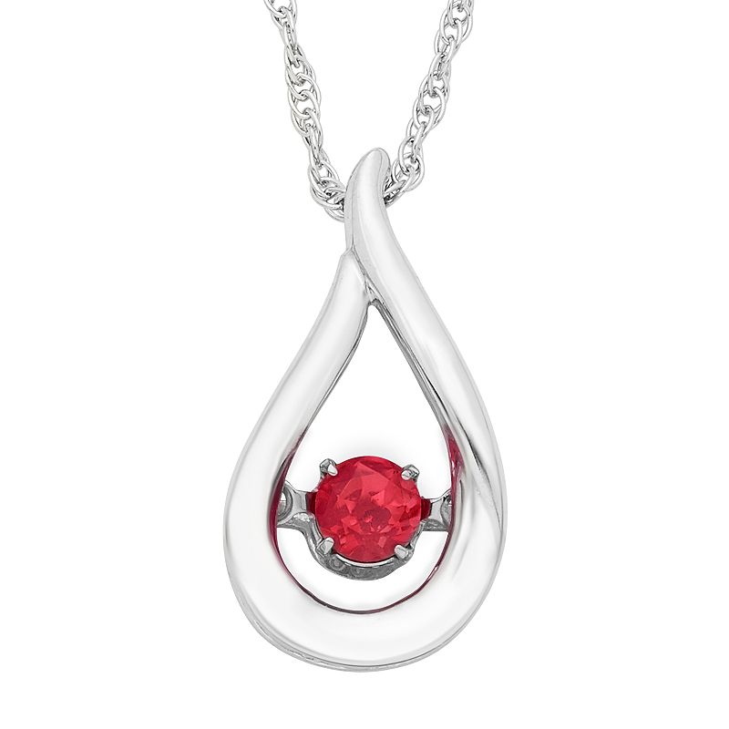 Sterling Silver Ruby Teardrop Pendant Necklace, Womens, Size: 18, Red