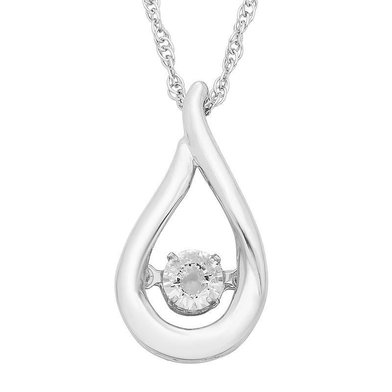 Sterling Silver White Sapphire Teardrop Pendant Necklace, Womens, Size: 1