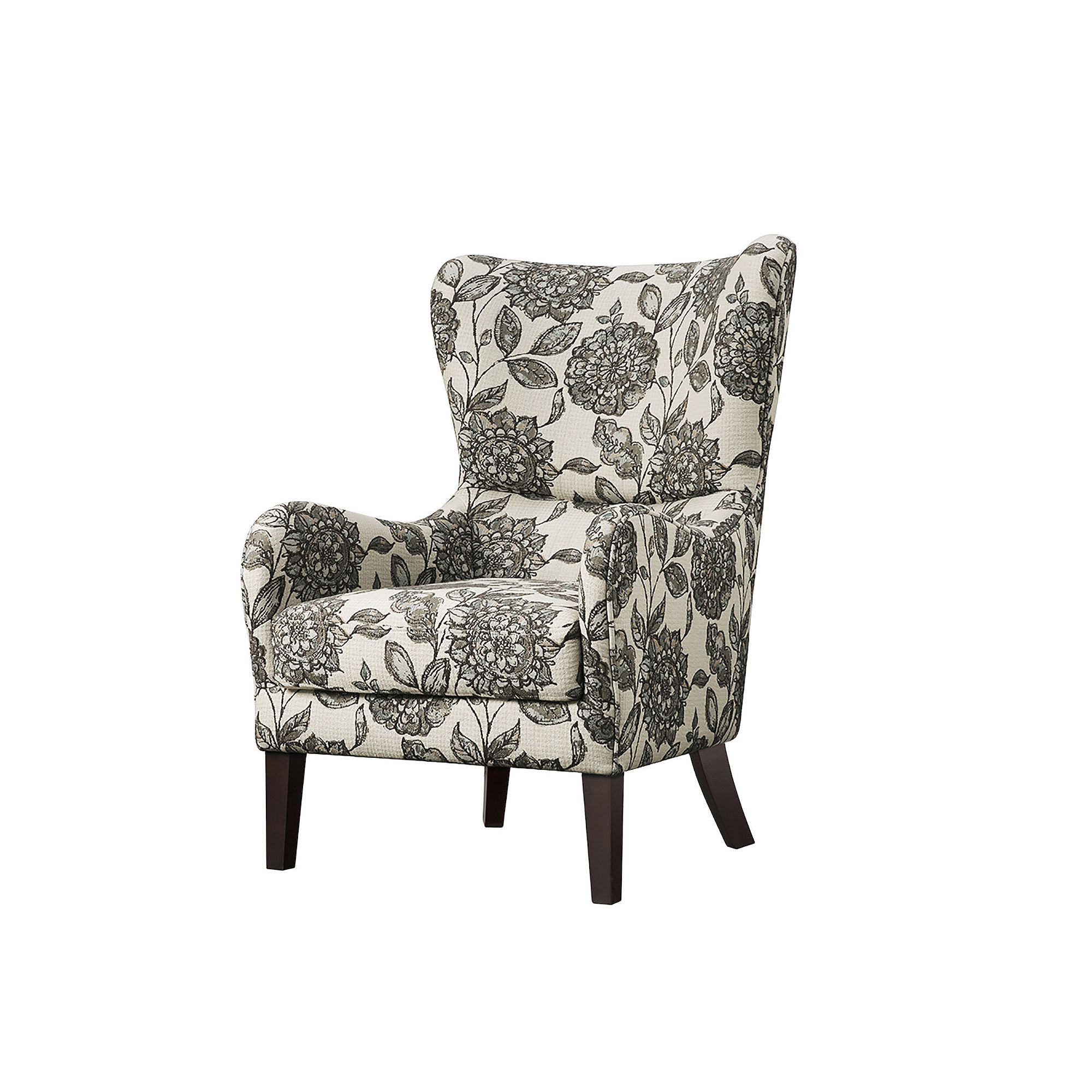 Madison Park Leda Swoop Wing Accent Chair, Flower Team