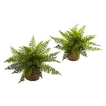 nearly natural Artificial Ruffle Fern Plant 2 pc Set