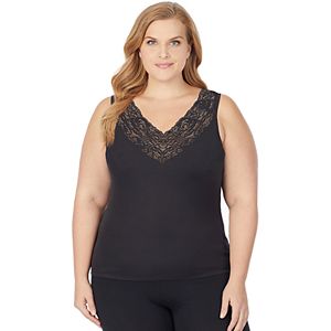 Plus Size Cuddl Duds SofTech Lace V-Neck Tank