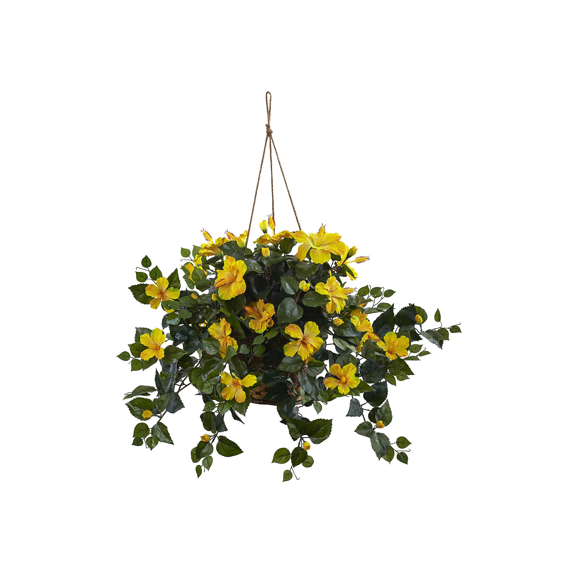 nearly natural Artificial Hibiscus Hanging Plant, Yellow