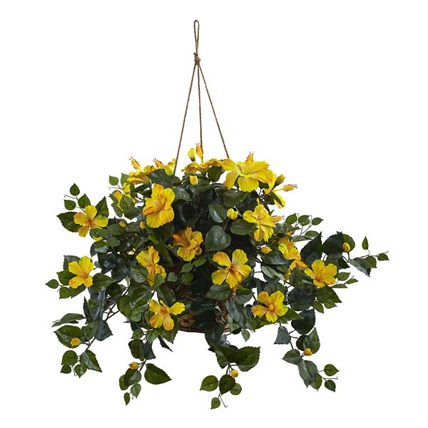 nearly natural Artificial Hibiscus Hanging Plant