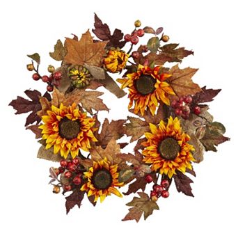 nearly natural Artificial Sunflower Burlap Wreath
