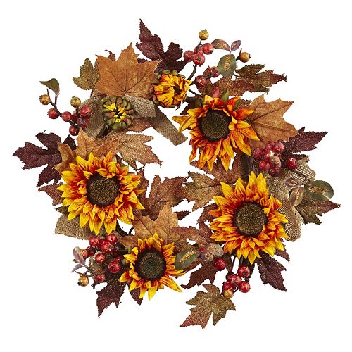 nearly natural Artificial Sunflower Burlap Wreath