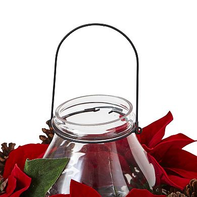 nearly natural Artificial Poinsettia Centerpiece & Candleholder