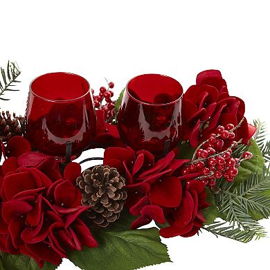nearly natural Artificial Hydrangea Centerpiece & Candleholder