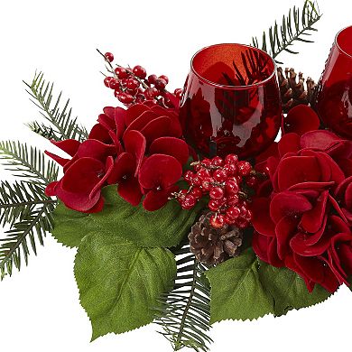 nearly natural Artificial Hydrangea Centerpiece & Candleholder