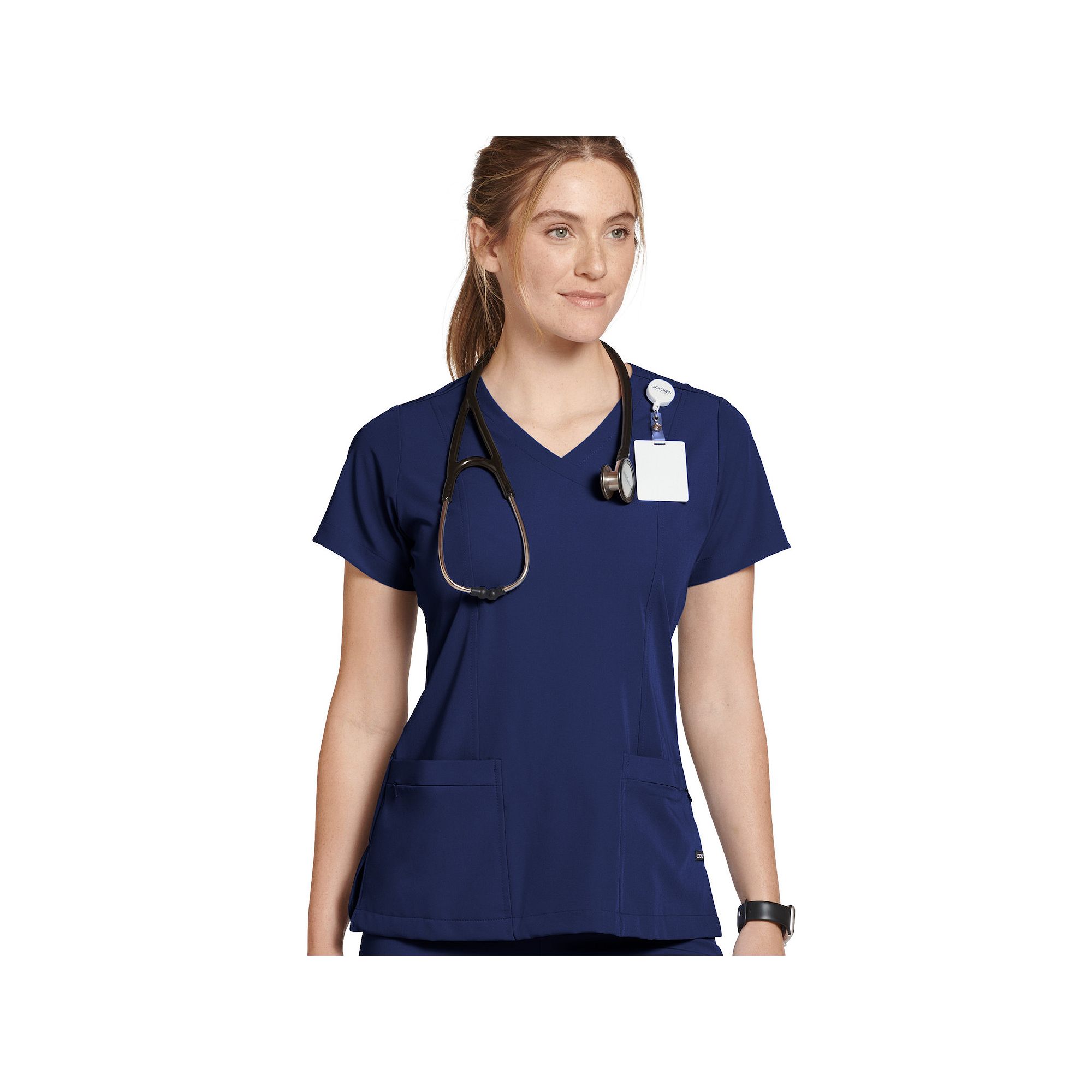 Womens Jockey® Scrubs Mock Wrap Top 2306, Size: Large, New Blue