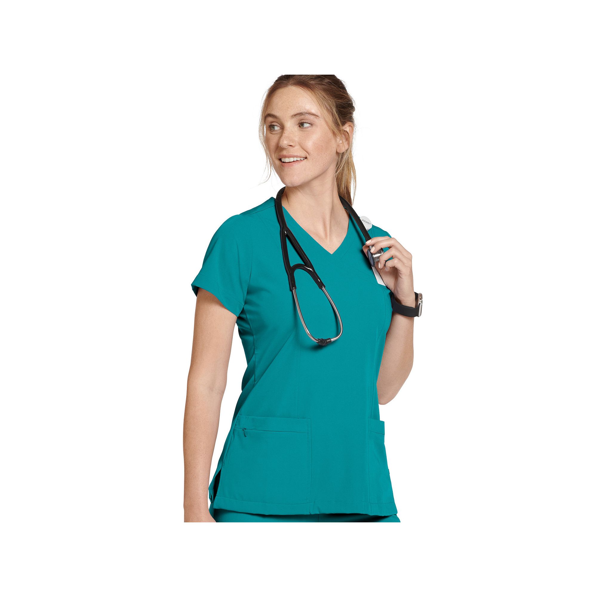 Womens Jockey® Scrubs Mock Wrap Top 2306, Size: Large, Blue
