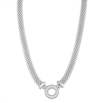 Cubic Zirconia Sterling Silver Mesh Necklace