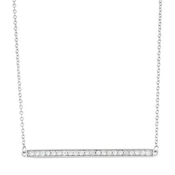 Sterling Silver Cubic Zirconia Bar Necklace
