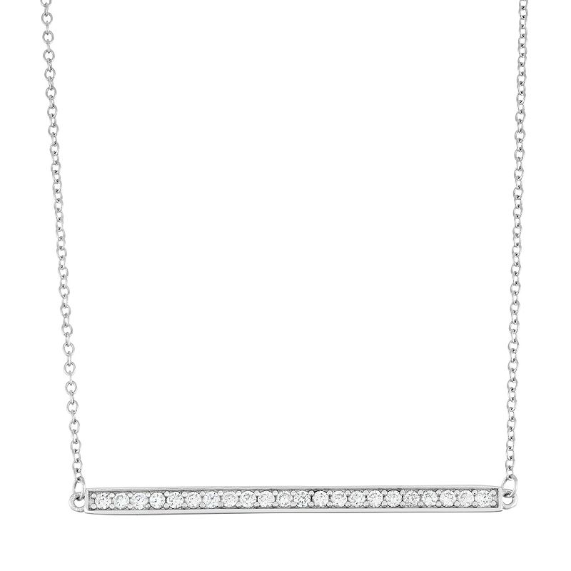Sterling Silver Cubic Zirconia Bar Necklace, Womens, Size: 18, White
