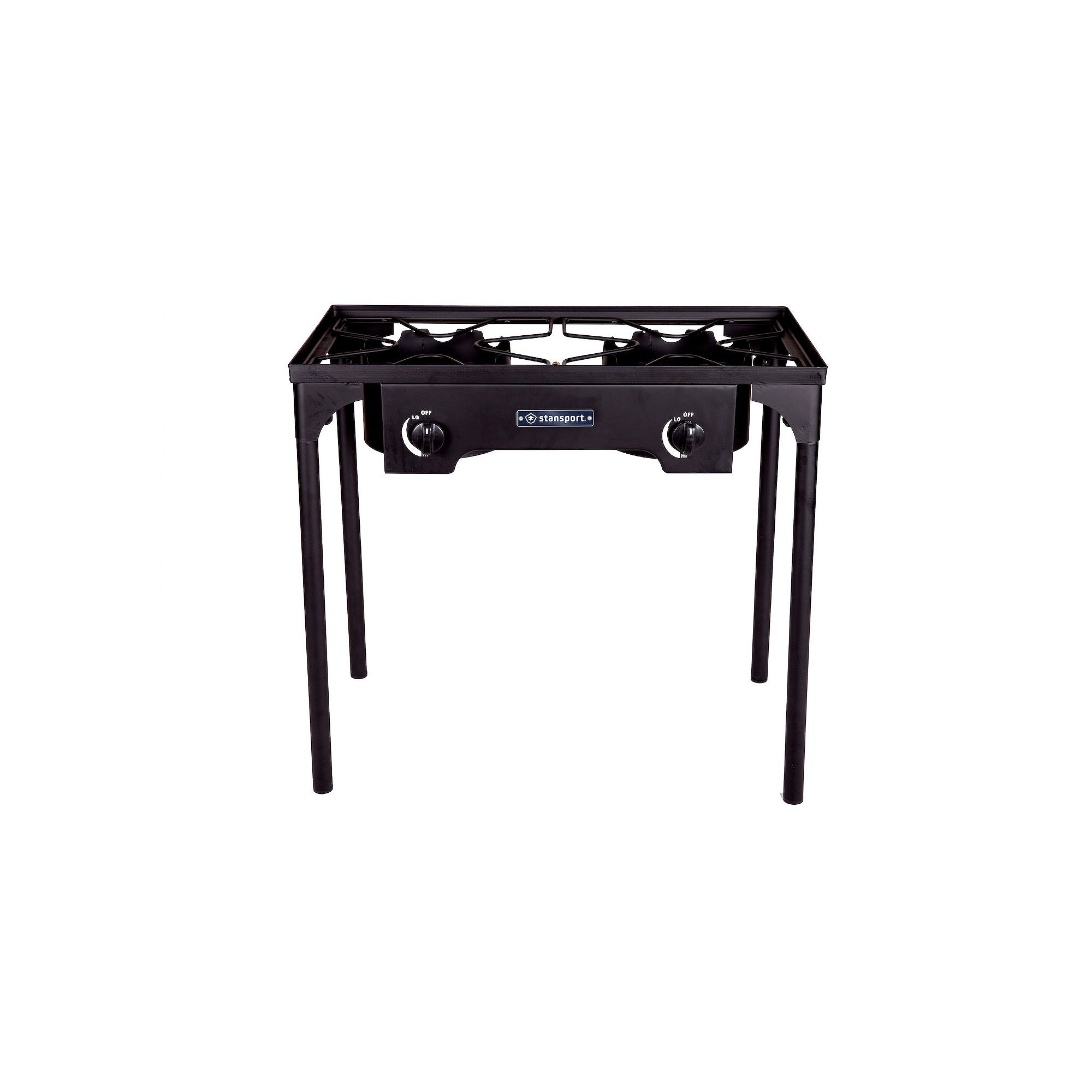Stansport 2-Burner Outdoor Stove with Stand, Black