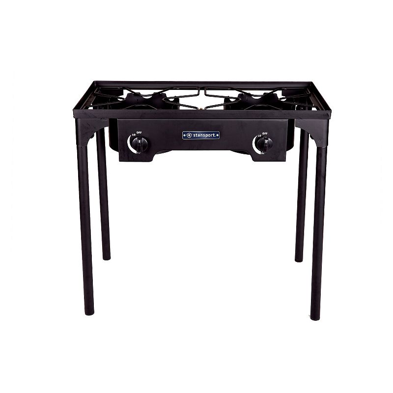 Stansport 2-Burner Outdoor Stove with Stand, Black