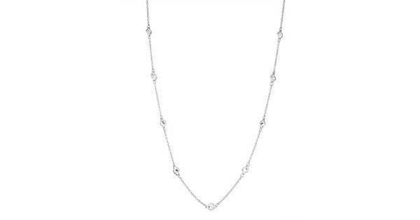 Sterling Silver Cubic Zirconia Long Station Necklace