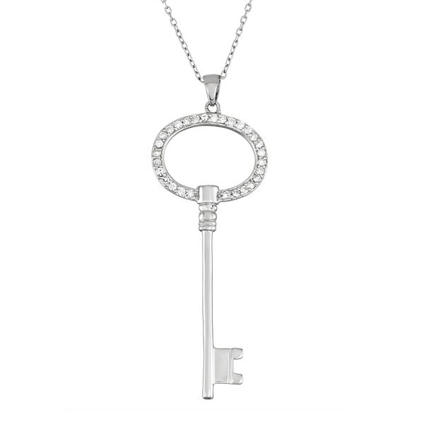 Sterling Silver CZ Key Pendant Sterling Silver CZ Key Pendant
