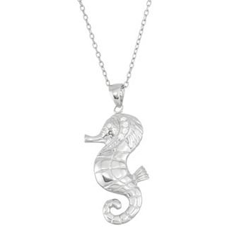 Sterling Silver Cubic Zirconia Seahorse Pendant Necklace