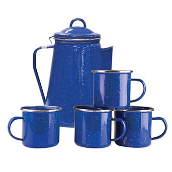 Stansport Enamel 8 cup Coffee Percolator & Mug Set