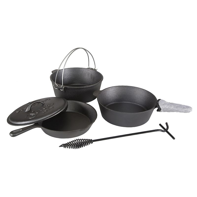 Stansport Preseasoned Cast Iron Cookware Set (5-Piece), Black