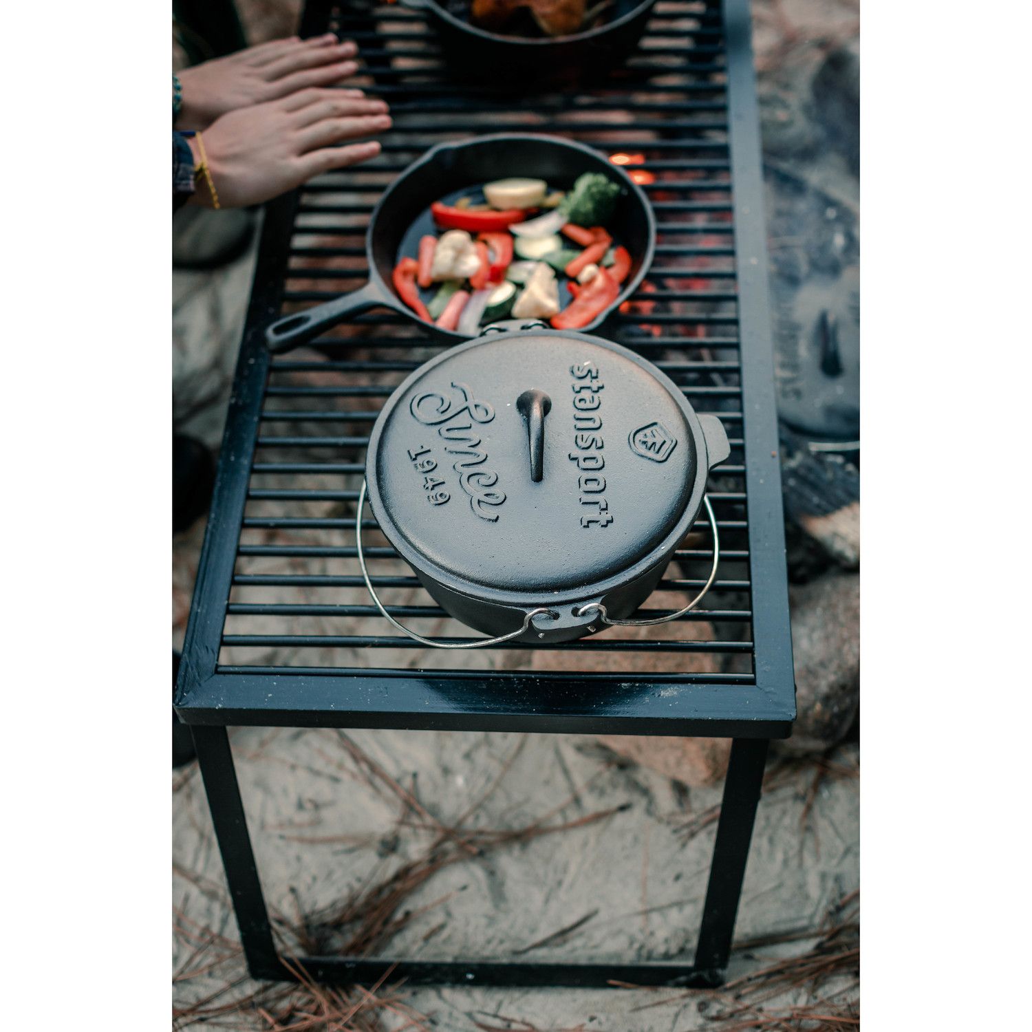 Stansport 6-Piece Cast Iron Cookware Set - Includes Fry Pan, Dutch Oven & Chicken Fryer