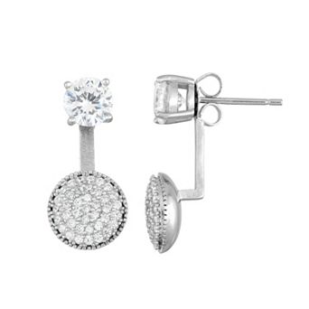 Sterling Silver Cubic Zirconia Front-Back Drop Earrings