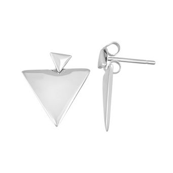 Sterling Silver Front-Back Triangle Drop Earrings