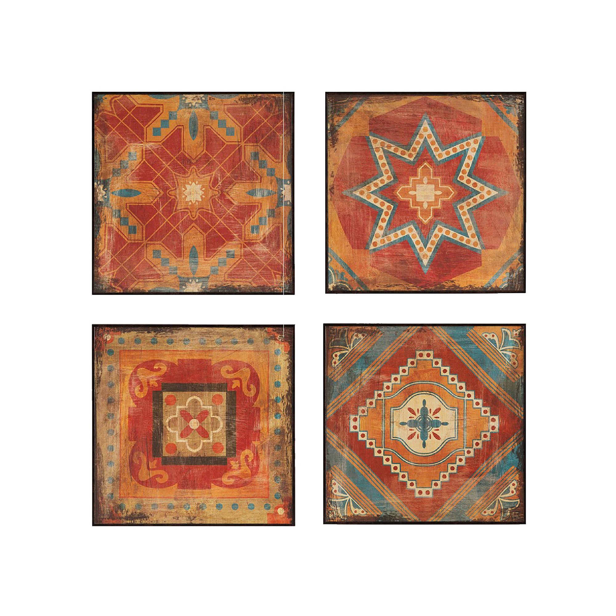 Madison Park Moroccan Tile 4-piece Framed Wall Art Set, Red