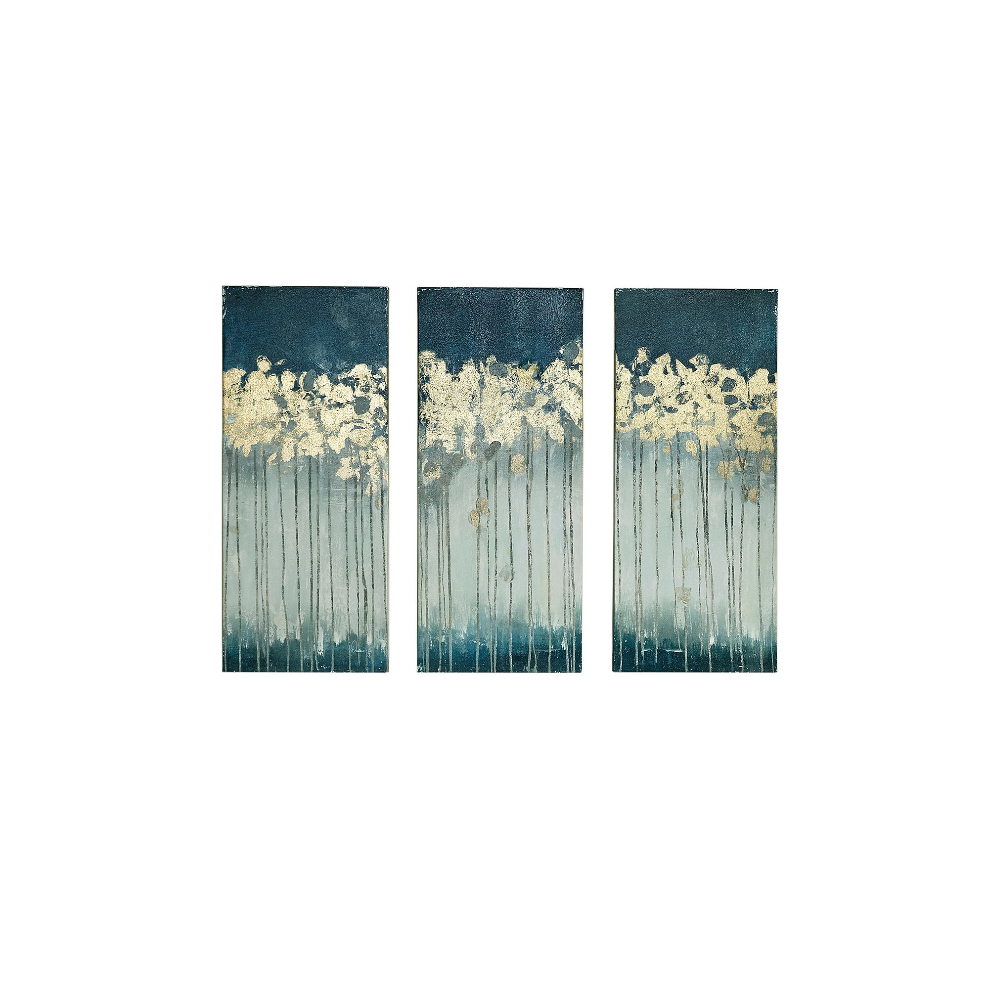 Madison Park Dewy Forest Gold Foil Abstract Canvas Wall Art 3-Piece Set, Bl