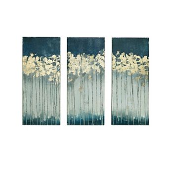 Madison Park Dewy Forest Gold Foil Abstract Canvas Wall Art 3 pc Set