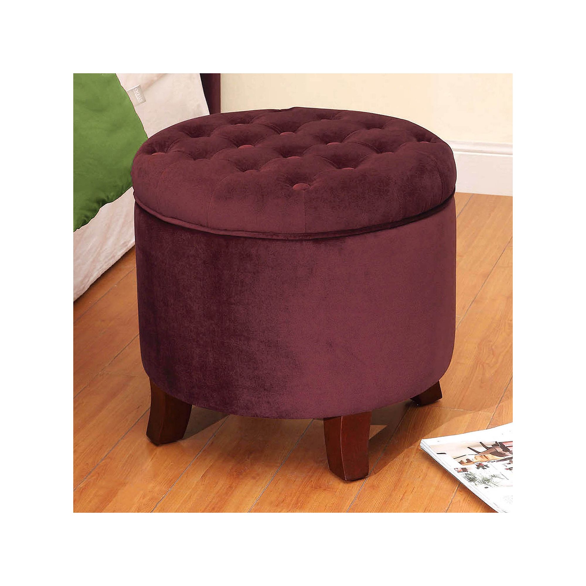 HomePop Tufted Storage Ottoman, Pink Velvet