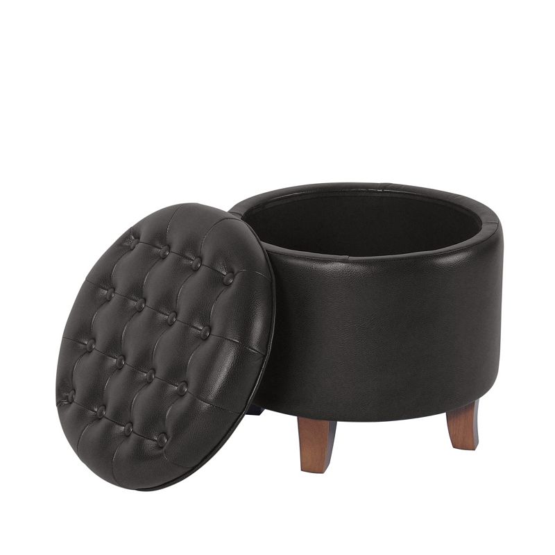 HomePop Tufted Storage Ottoman, Black