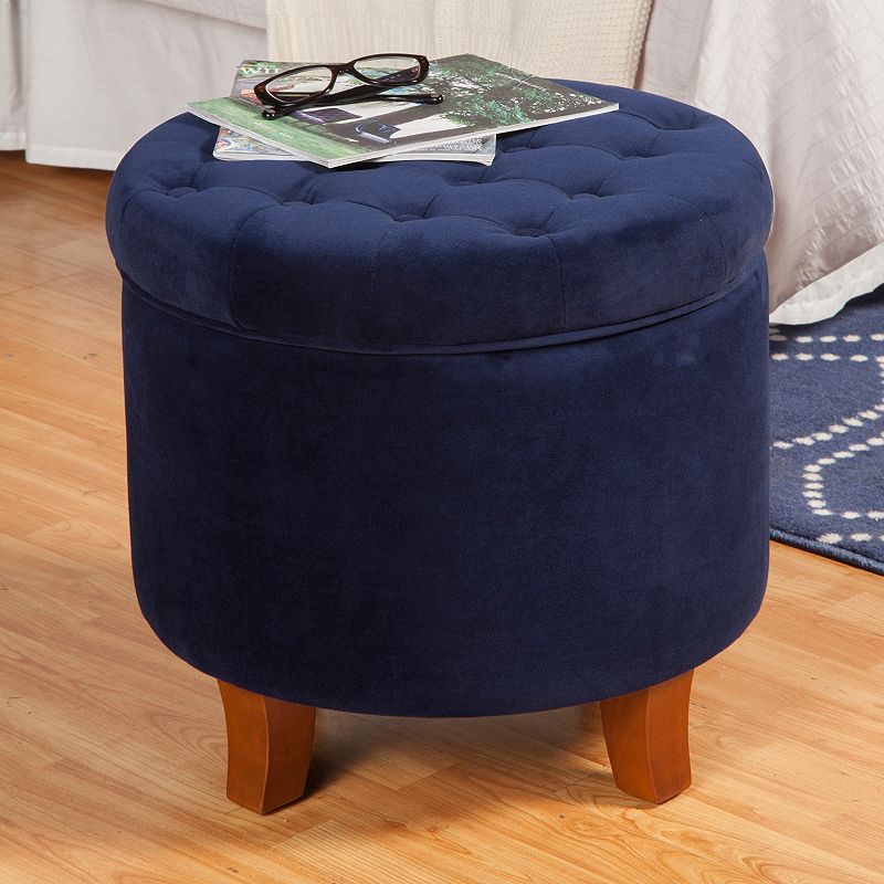 HomePop Tufted Storage Ottoman, Ink Velvet
