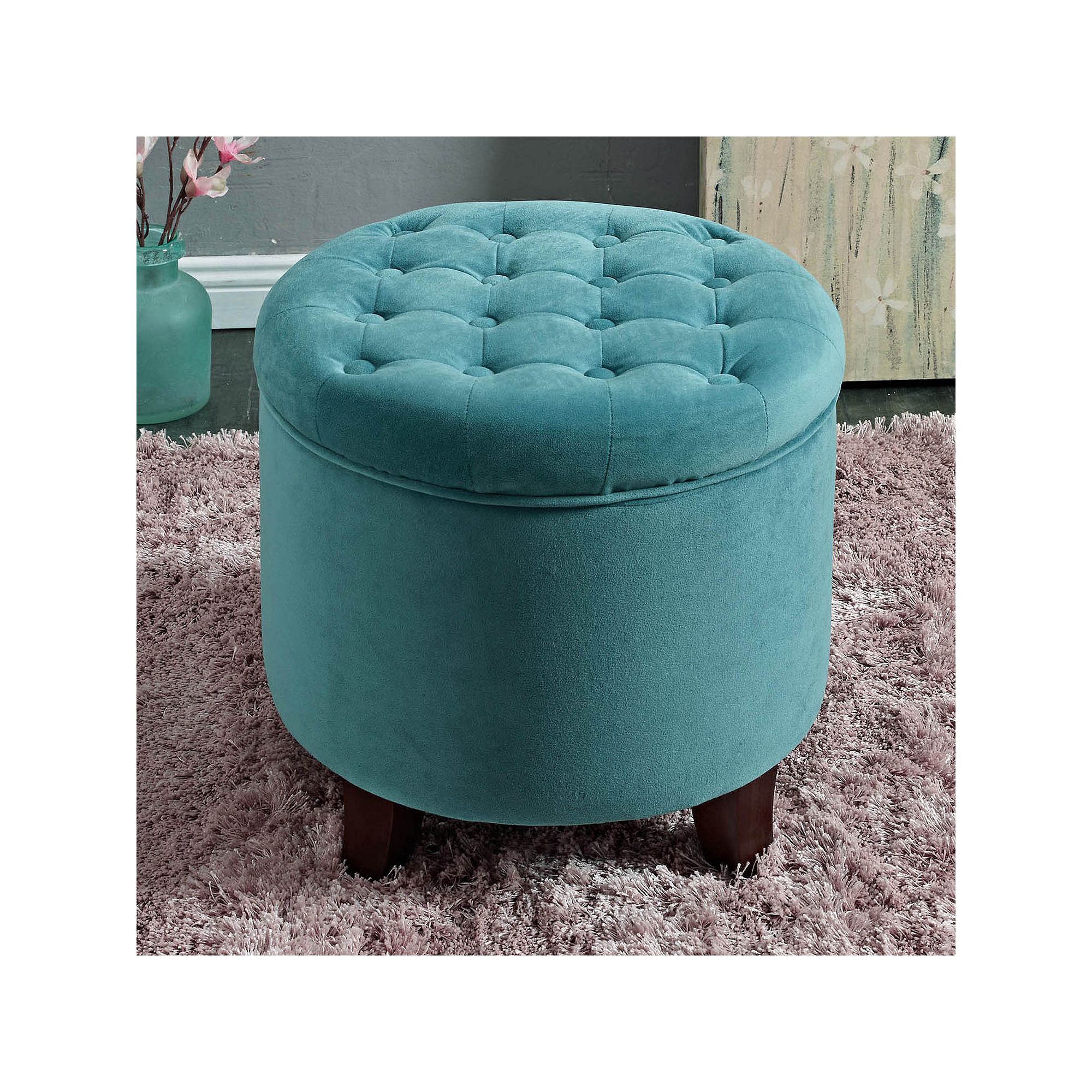 HomePop Tufted Storage Ottoman, Peacock