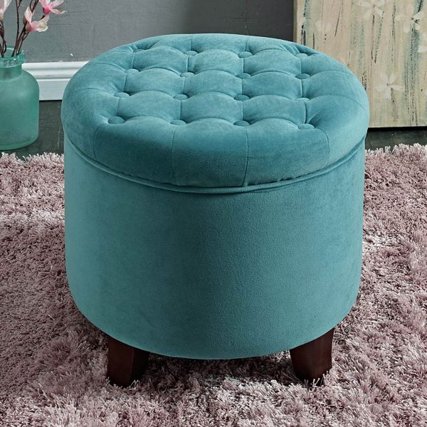 HomePop Tufted Storage Ottoman - Peacock