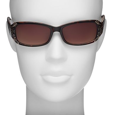 Nine West Rectangle Sunglasses with Floral Etching