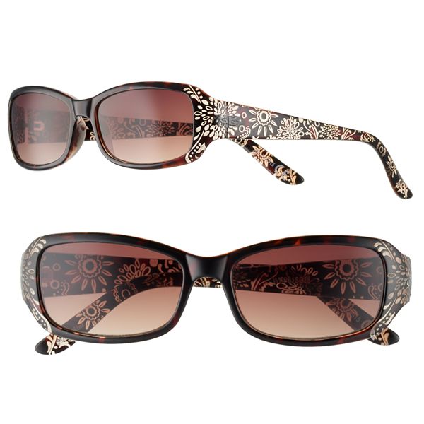 Womens Floral Petal Bevel Edge Rimless Cat Eye Sunglasses