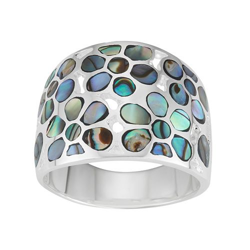 Sterling Silver Abalone Flower Ring