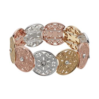 LC Lauren Conrad Tri Tone Medallion Stretch Bracelet