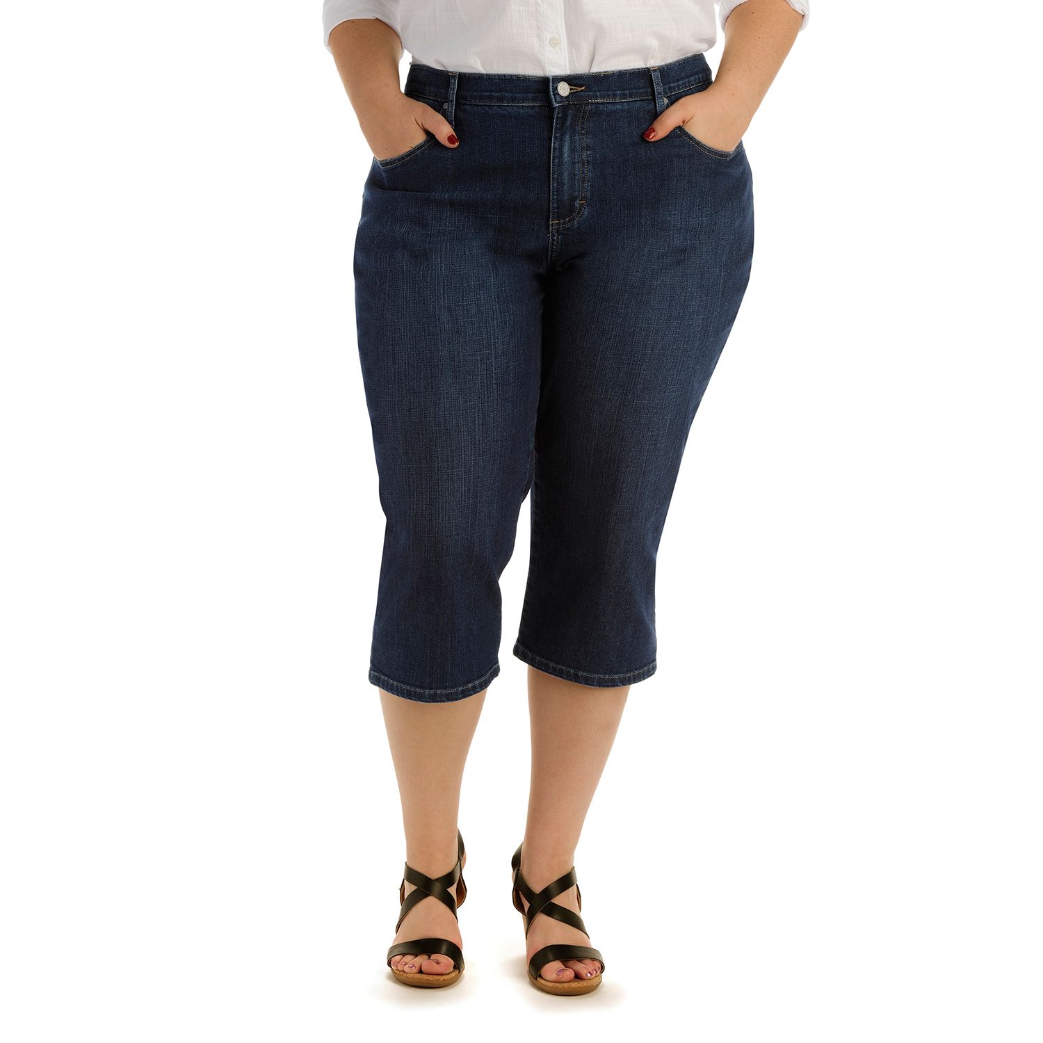 women's lee relaxed fit denim capris