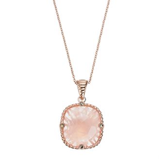 Lavish by TJM 18k Rose Gold Over Silver Rose Quartz Pendant